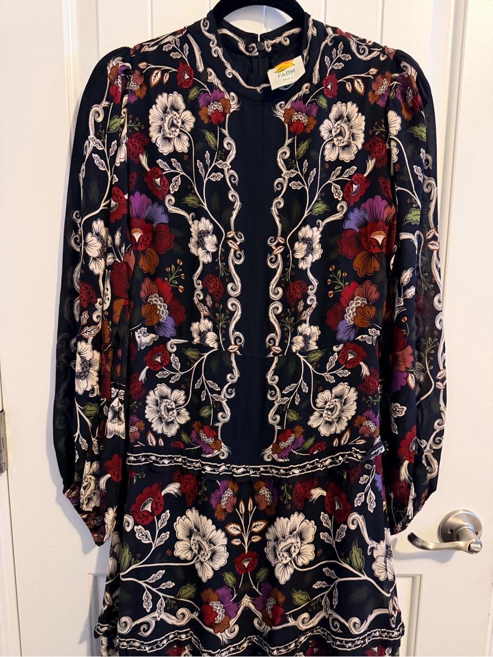 The Black Rococo Flowers Ruffled Maxi Dress by FARM Rio - Picture 6 of 8